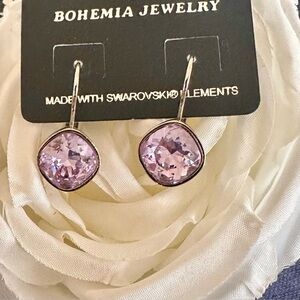 Lavender Drop Earrings with Swarovski Elements–Silver Plated Bohemia Jewelry